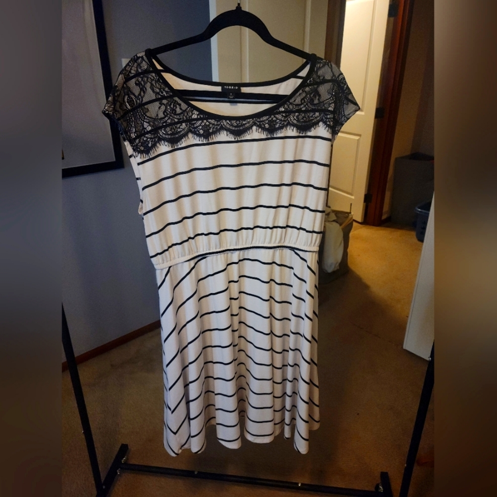 Sleeveless Skater Dress with Lace Detail